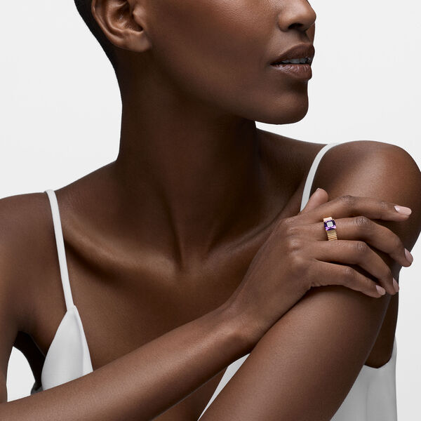 Yellow Gold and Amethyst Pleated Ring